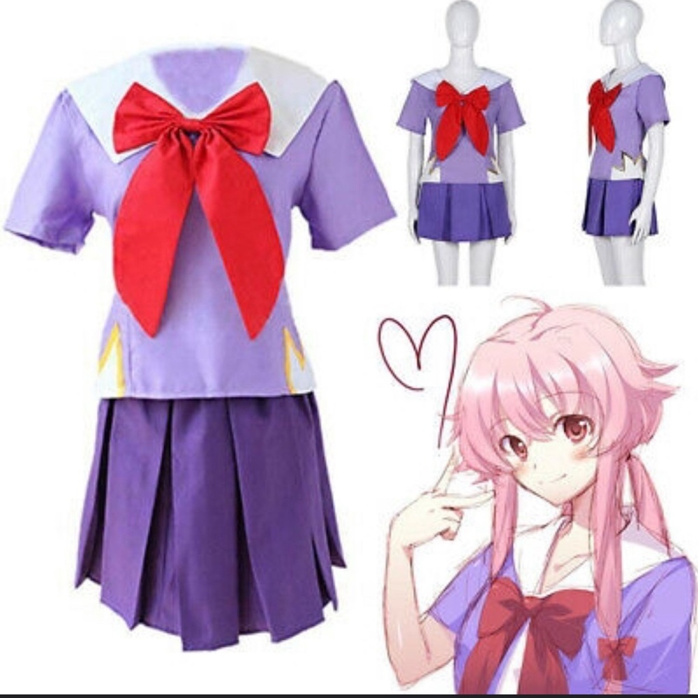 Future Diary Gasai Yuno Cosplay Costume Purple Uniform Set